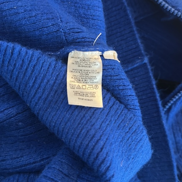 Lou & Grey Vibrant zip detail Blue Turtleneck Sweater wool blend small - Picture 6 of 6